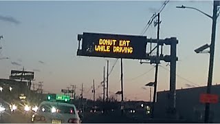 DONUT Eat While Driving Electronic Sign DashCam US9 Tonnelle Ave RT3 to 495 NYC Skyline Views [upl. by Aicetel490]