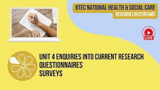 Questionnaires amp Surveys  Live Revision for HSC Unit 4 Enquiries into Current Research [upl. by Ahs989]