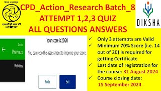 CPD ACTION RESEARCH QUIZ ANSWERS। ACTION RESEARCH QUIZ ANSWERS।CPD ACTION RESEARCH BATCH 8cpdquiz [upl. by Race]