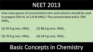 How many grams of conc HNO3 soln should be used to prepare 250 mL of 20M HNO3 Conc acid is 70 [upl. by Dabney]