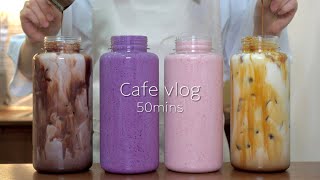 sub 🌈☘️카페 브이로그 50분 모음 영상☘️🌈  카페 브이로그  개인카페 브이로그  cafe vlog  asmr  no bgm  4K [upl. by Bobbee]