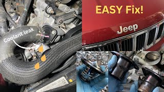 Jeep Grand Cherokee 57 Thermostat and Thermostat Housing Replacement  Jeep WK2 Coolant Leak [upl. by Garibold962]