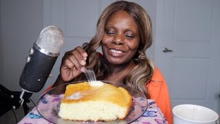 WHITE BUTTER CAKE ASMR EATING SOUNDS [upl. by Heng]