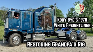 Koby Bye’s 1978 White Freightliner Cabover Truck Tour Restoring Grandpa’s Rig [upl. by Essirahc]