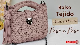 📢Bolso en trapillo tejido a crochet con puntos bajos paso a paso [upl. by Anitsirt]