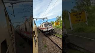 Rare Diesel overtaking Electric Ernakulam Velankanni vs Kochuveli Porbandar [upl. by Lamej396]