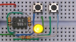 555 Chip Explained  Bistable Circuit 1 amp 2 button ONOFF [upl. by Annaitsirhc]