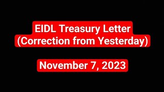 EIDL Treasury Letter Update  correction of one item from November 6th video [upl. by Francisco]