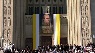 Pope Francis holds first Mass in US canonizes saint [upl. by Noimad]