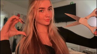 ASMR girl that’s obsessed with you gives you a haircut and style✂️ [upl. by Atnaloj]