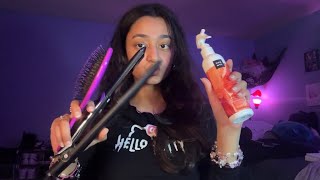 ASMR doing your hair aggressively lofi brush spray [upl. by Briano]