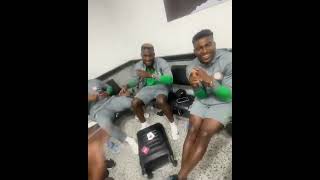 Nigeria Super Eagles player vibing to WizKid’s “Tease Me after Landing in Nigeria from Libya [upl. by Mccarthy]