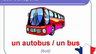 French Lesson 36  MEANS OF TRANSPORT Transportation Vocabulary  Les Moyens de transport [upl. by Rosemari]