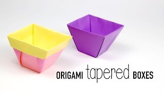 Tapered Origami Box  Origami Flower Pot  Paper Kawaii [upl. by Dorothea]