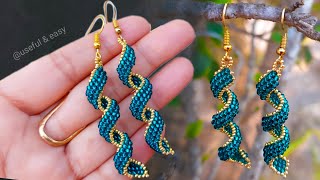 EASY BEADED SPIRAL EARRINGSEARRINGS MAKING AT HOME Useful amp Easy [upl. by Wilda838]