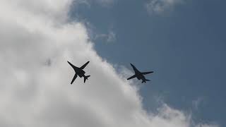 B1B Lancer and B2 Bomber Perform Flyovers [upl. by Yeknarf406]