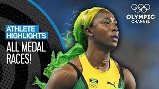 All ShellyAnn FraserPryces 🇯🇲 Olympic Medal Races  Athlete Highlights [upl. by Annohsak]