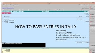 how to pass entries in tally [upl. by Tak]