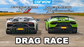 Lamborghini Aventador SVJ vs Huracan Performante DRAG RACE [upl. by Coppock]