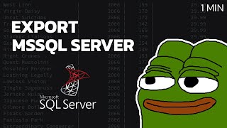 Export MSSQL SERVER in 1 minutes [upl. by Essej]