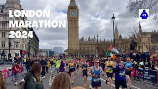 LONDON MARATHON 2024 🇬🇧 Central London Walk  Big Ben London Eye  Walking tour 4K HDR [upl. by Retsevel403]