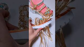 Make sleeper make chappal with Aari embroidery chappal embroidery sleeper [upl. by Ahswat801]