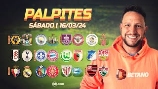 PALPITES DE FUTEBOL PARA HOJE 16032024  JOGOS DE SÁBADO  BILHETE PRONTO [upl. by Inattyrb553]