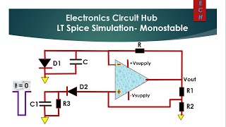 LTSpice Opamp Monostable Multivibrator Design  Simulation [upl. by Marthe]