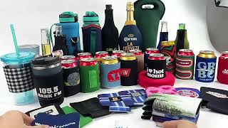 Custom logo Beer Coozies Customized 5mm Bottle sleeves Neoprene Can Cooler Sleeve Stubby Holders [upl. by Rondi325]