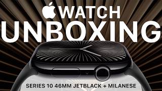 Apple Watch Series 10 Jet Black 46mm Unboxing  Slate Milanese Loop  Upgrading From Series 7 [upl. by Thurman182]