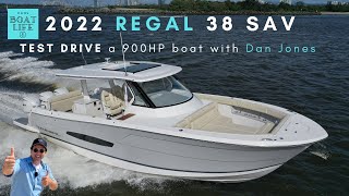 2022 Regal 38 SAV  TEST DRIVE this 900HP day boat with Dan Jones [upl. by Ahsienod]