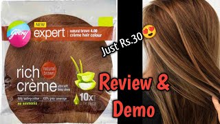 Godrej Expert Rich Creme Hair Color ReviewDemo  Natural Brown Hair Color At Home [upl. by Silsby]