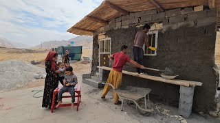 Asghars creative project with wood beautifying the facade of a nomadic house with cement [upl. by Eberhard]