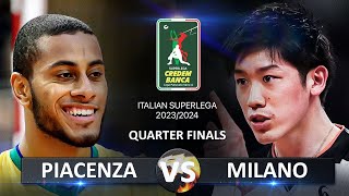 Quarter Finals of Italian Volleyball SuperLega 20232024  Piacenza vs Milano [upl. by Noelyn]