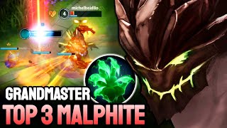 WILD RIFT MALPHITE  TOP 3 MALPHITE GAMEPLAY  GRANDMASTER RANKED [upl. by Hallimaj]