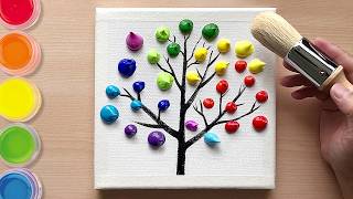 Easy 3Step Rainbow Tree Painting in 5 Minutes  Easy painting for beginners [upl. by Grider]