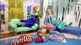 FROZEN PLAYDOH Tutorial Using Lights With Anna and Elsa Castle amp Ice Palace Frozen Parody [upl. by Eveleen]