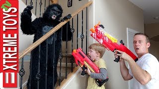 Ethan Vs Cole Nerf Blaster Gorilla Costume Attack Madness [upl. by Eirojam]