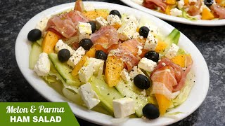 HowToBloke 🇬🇧 makes Melon amp ParmaForest Ham with Feta Cheese — classic UKGBEnglish Salad Recipe [upl. by Ahsinik]