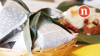 How To Wrap Nasi Lemak in Banana Leaf Nyonya Cooking [upl. by Fiedler]