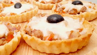 Salty mini tarts  Mini tarts Recipe  ميني تارت مالحة [upl. by Fenelia]