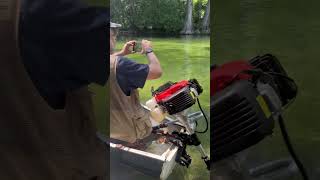 Stranded weed wacker motor used as boat motor florida stranded helped manatee doeings [upl. by Ardnait]