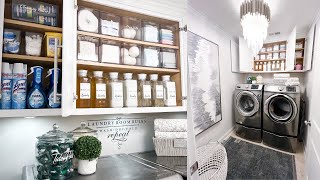 ULTIMATE LAUNDRY ROOM ORGANIZATION  DIY Budget Laundry Room Makeover  DIY Cricut Projects [upl. by Nitz383]