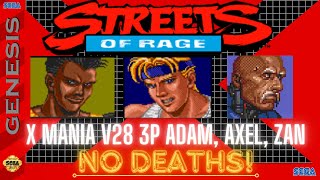 Streets of Rage X beta 28  Arcade Mania  3P Adam Axel Zan  SOR1  No deaths [upl. by Nileuqcaj]