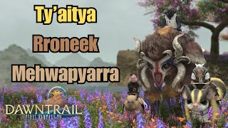 FFXIV Mounts Tyaitya Rroneek and Mehwapyarra  Dawntrail Mounts [upl. by Zehcnas]