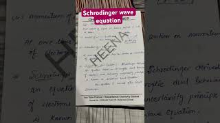 Schrodinger wave equation ytshorts chemistry [upl. by Dragelin558]