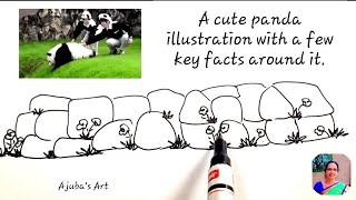 How to draw a Panda 🐼 Easy Panda Drawing  Interesting FACTS about Panda [upl. by Danforth]