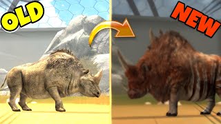 Jurassic world game Old vs new MAX LEVEL UPGRADED 😎 Elasmotherium [upl. by Namqul]