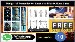 Lecture 10  Electrical Design of overhead lines  Type of Towers  Insulators [upl. by Bergh]