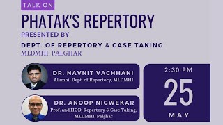 A talk on Phataks Repertory by Dr Navnit Vachhani and Dr Anoop Nigwekar [upl. by Arihaj]